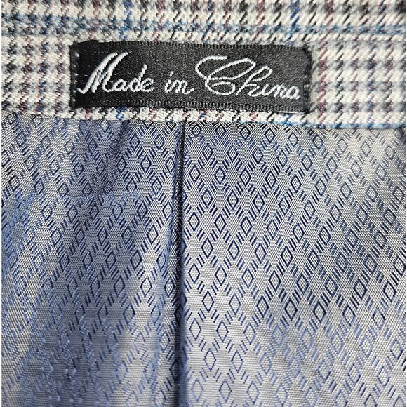 MINT 52R JEAN-PAUL GERMAIN Men's Blue Check Polyester Sports Coat Jacket - Picture 5 of 11